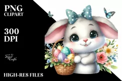 Easter Bunny Egg Flower, Clipart |T-shirt, Mug PNG Product Image 1