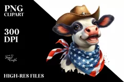 Enthusiastic Cow Portrait with Bandana and Cowboy Hat | Product Image 3
