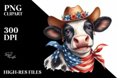 Enthusiastic Cow Portrait with Bandana and Cowboy Hat | Product Image 3