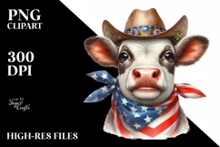 Enthusiastic Cow Portrait with Bandana and Cowboy Hat | Product Image 1