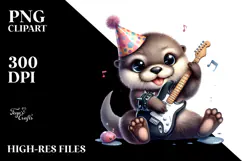 Energetic Baby Otter with Rocker Look, High-Quality PNG Product Image 2