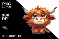 Expressive Highland Cow with Goofy Smile PNG Product Image 1