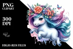 Cute Baby Unicorn Jumping PNG Product Image 1