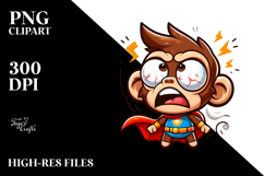 Silly Monkey with Superhero Cape PNG Product Image 2