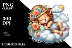 Cute Baby Lion on Cloud | Sublimation | Clipart Product Image 2