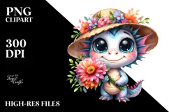 Shy Sun Baby Dragon Bouquet | Clipart Product Image 2
