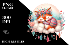 Cute Boho Baby Fox on Cloud | Sublimation | Clipart Product Image 2