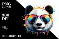 Quirky Colorful Panda Sunglasses Painting Product Image 1