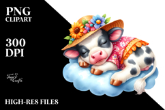 Cute Baby Cow on Cloud | Sublimation | Clipart Product Image 2