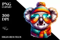 Colorful Koala with Sunglasses PNG Product Image 1