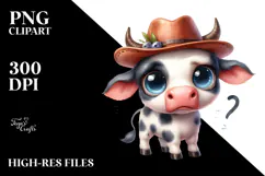 Expressive Baby Cow Confused Watercolor | Sublimation | Product Image 2