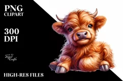 Cute Baby Highland Cow Clipart Product Image 1