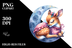 Cute Baby Deer on Moon | Sublimation | Clipart Product Image 2