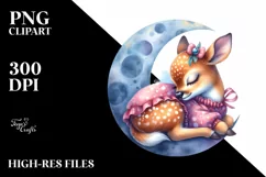 Cute Baby Deer on Moon | Sublimation | Clipart Product Image 3