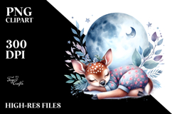 Cute Baby Deer on Moon | Sublimation | Clipart Product Image 2