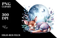 Cute Baby Deer on Moon | Sublimation | Clipart Product Image 2