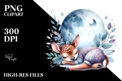 Cute Baby Deer on Moon | Sublimation | Clipart Product Image 3