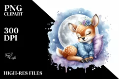 Cute Baby Deer on Moon | Sublimation | Clipart Product Image 3