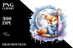 Cute Baby Deer on Moon | Sublimation | Clipart Product Image 2