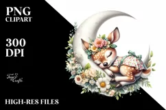 Whimsical Baby Deer on Moon | Sublimation | Clipart Product Image 4