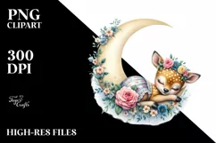 Whimsical Baby Deer on Moon | Sublimation | Clipart Product Image 4
