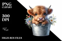 Cute Baby Highland Cow with Flowers Product Image 3