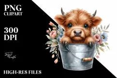 Cute Baby Highland Cow with Flowers Product Image 1