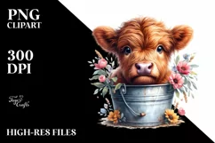 Cute Baby Highland Cow with Flowers Product Image 3