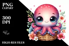 Colorful Baby Octopus in Basket | Clipart Product Image 3