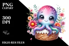 Colorful Baby Octopus in Basket | Clipart Product Image 1