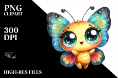 Cute Baby Butterfly with Big Eyes | Clipart Product Image 1
