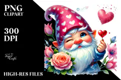 Digital Painting Valentines Gnome PNG Product Image 2