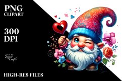 Colorful Winking Valentine Gnome PNG Product Image 2