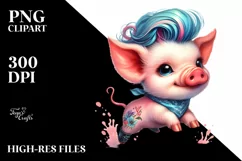 Cute Baby Pig Jumping PNG Product Image 1