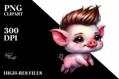 Cute Baby Pig Jumping PNG Product Image 1