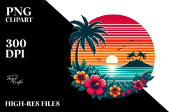 Retro Tropical Island Sunset PNG Product Image 2