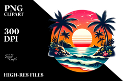 Retro Tropical Island Sunset, PNG Product Image 2