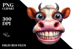 cRAZY FUNNY Cow Big Teeth Clipart Product Image 2