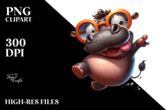Digital Painting of Hippo with Oversized Sunglasses, Product Image 2