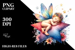 Baby Fairy Napping on Star, High-Res PNG Product Image 3