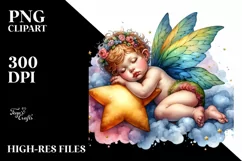 Baby Fairy Napping on Star, High-Res PNG Product Image 3