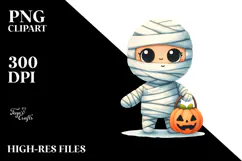Simple Funny Haloween Clipart with Mummy PNG Product Image 2