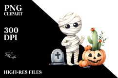 Simple Funny Haloween Clipart with Mummy PNG Product Image 2