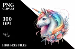 Colorful Baby Unicorn with Ring PNG Product Image 3