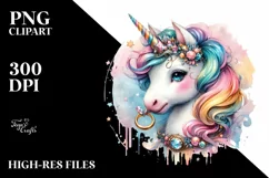 Artistic Baby Unicorn with Ring PNG Product Image 3