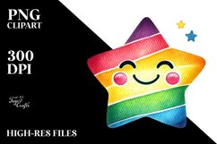 Simple Colorful Smiling Star PNG Product Image 2