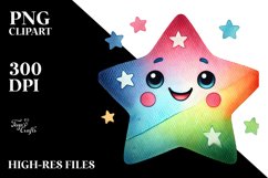 Simple Colorful Smiling Star PNG Product Image 2