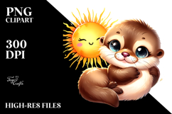 Colorful Baby Otter in a Basket PNG Product Image 2