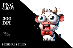 Cartoony Holstein Cow with Bow Tie, Transparent PNG Product Image 2