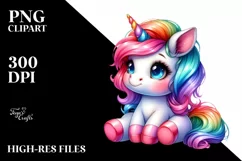 Funny Sitting Baby Unicorn PNG Product Image 3
